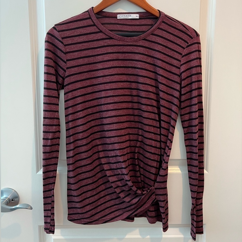 Stateside USA Made Long Sleeve Faux Wrap Shirt